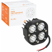 Фара светодиодная квадратная, 4 LED направленный свет, 40W (78х78х50) 12/24V AIRLINE, арт. ALED036