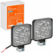 Фара светодиодная квадратная, 9 LED направленный свет, 9W (83х83х22) 12V, 2шт. AIRLINE, арт. ALED022