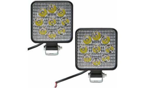 Фара светодиодная квадратная, 9 LED направленный свет, 9W (83х83х22) 12V, 2шт. AIRLINE, арт. ALED022