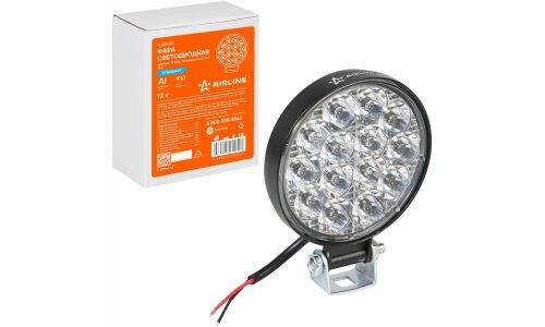 Фара светодиодная круглая, 14 LED направленный свет, 14W (83х83х22) 12V AIRLINE, арт. ALED030