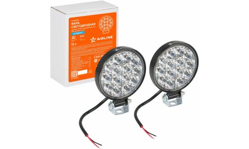 Фара светодиодная круглая, 14 LED направленный свет, 14W (83х83х22) 12V, 2шт. AIRLINE, арт. ALED025