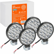 Фара светодиодная круглая, 14 LED направленный свет, 14W (83х83х22) 12V, 4шт. AIRLINE, арт. ALED035