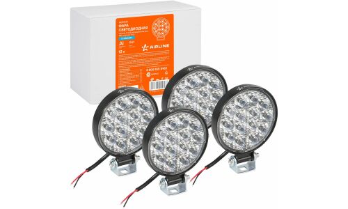 Фара светодиодная круглая, 14 LED направленный свет, 14W (83х83х22) 12V, 4шт. AIRLINE, арт. ALED035