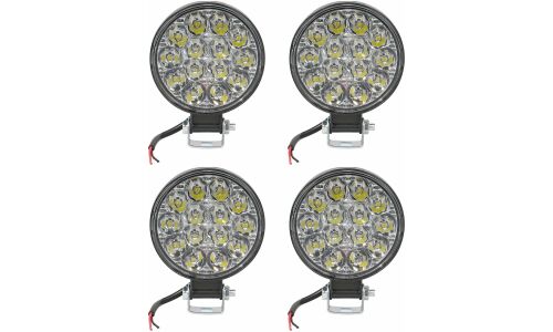 Фара светодиодная круглая, 14 LED направленный свет, 14W (83х83х22) 12V, 4шт. AIRLINE, арт. ALED035