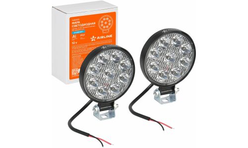 Фара светодиодная круглая, 9 LED направленный свет, 9W (83х83х22) 12V, 2шт. AIRLINE, арт. ALED023