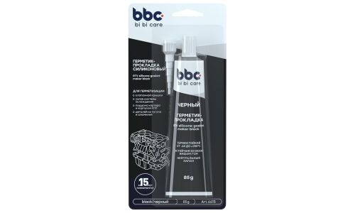 Герметик-прокладка BiBiCare RTV Silicone Gasket Maker Black, силиконовый, термостойкий (до +350°С), чёрный, туба 85г, арт. 4415