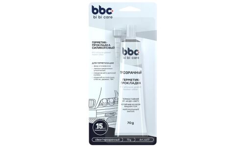 Герметик-прокладка BiBiCare RTV Silicone Gasket Maker Clear, силиконовый, термостойкий (до +350°С), прозрачный, туба 85г, арт. 4417