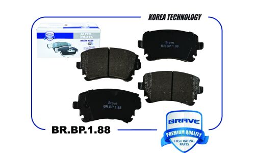Колодки тормозные дисковые Brave, задние, комплект на ось (4 шт), арт. BR.BP.1.88