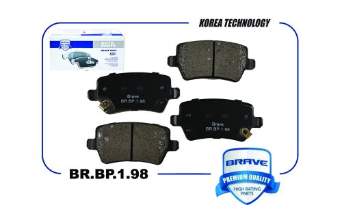 Колодки тормозные дисковые Brave, задние, комплект на ось (4 шт), арт. BR.BP.1.98