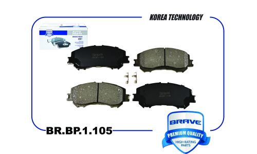 Колодки тормозные дисковые Brave, передние, комплект на ось (4 шт), арт. BR.BP.1.105