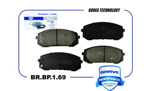 Колодки тормозные дисковые Brave, передние, комплект на ось (4 шт), арт. BR.BP.1.69