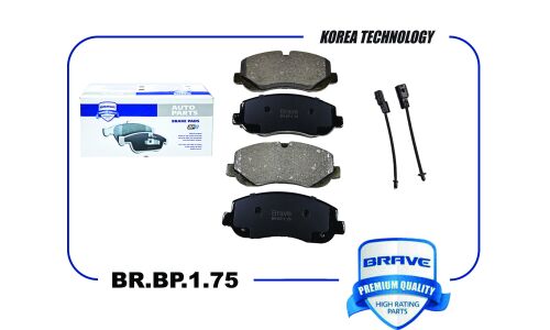 Колодки тормозные дисковые Brave, передние, комплект на ось (4 шт), арт. BR.BP.1.75