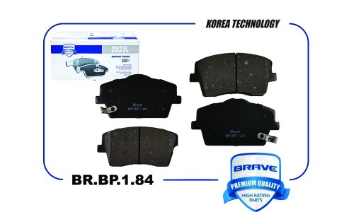 Колодки тормозные дисковые Brave, передние, комплект на ось (4 шт), арт. BR.BP.1.84