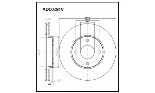 Диск тормозной вентилируемый | перед Allied Nippon, арт. ADC0284V