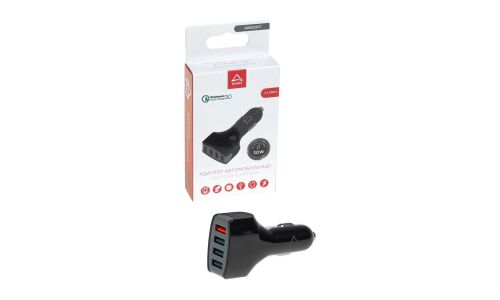 Зарядное устройство в прикуриватель Arnezi, 12/24В, 30Вт, 3хUSB (5В/2.4А) + 1xUSB (5В/3А, 9В/2А, 12В/1.5А), с функцией быстрой зарядки Quick Charge 3.0, арт. A0603017