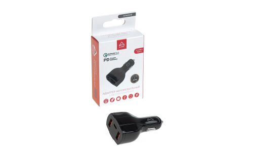 Зарядное устройство в прикуриватель Arnezi, 12/24В, 40Вт, 2хUSB (5В/3.1А) + 1xUSB Type-C, с функциями Power Delivery и Quick Charge 3.0, арт. A0603019