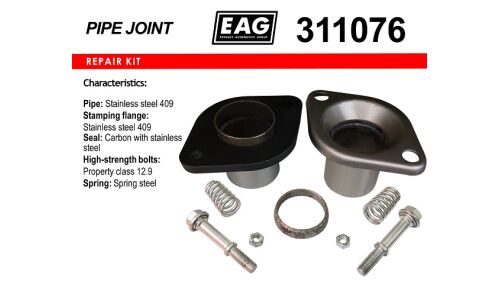 Фланцевое соединение выхлопной трубы EAG, демпферное, Ø76мм, нержавеющая сталь, арт. 311076
