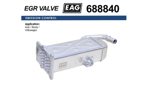 Радиатор охлаждения EGR AUDI A3/Q3/TT, SKODA OCTAVIA/RAPID/SUPERB/YETTI , VW POLO/CADDY/GOLF PLUS/JETTA/PASSAT B6/7/SHARAN/TIGUAN 1.4-2.0 D EAG EAG, арт. 688840