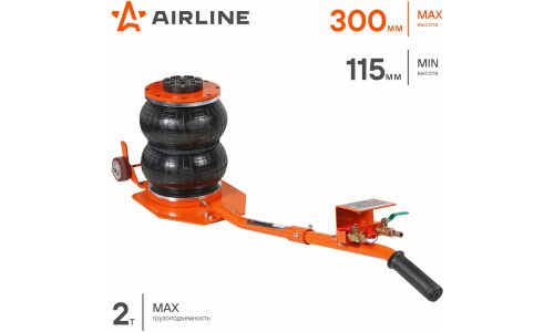 Домкрат пневматический подкатной Airline, 2 секции, 2000кг, подъём 115–300мм, арт. ABJF02