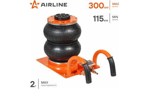 Домкрат пневматический подкатной Airline, 2 секции, 2000кг, подъём 115–300мм, короткие ручки, арт. ABJF01