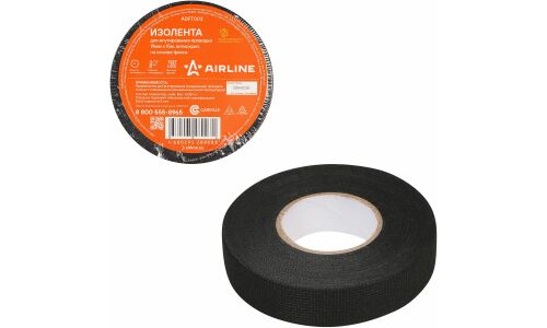 Лента клейкая изоляционная Airline, флисовая, 19мм x 15м, черная, арт. ADFT003