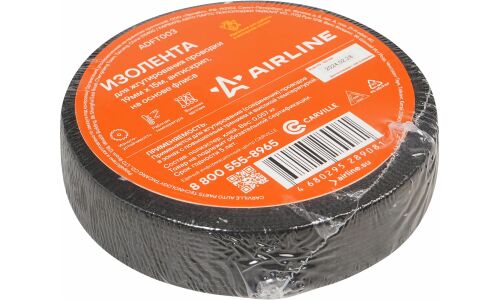 Лента клейкая изоляционная Airline, флисовая, 19мм x 15м, черная, арт. ADFT003