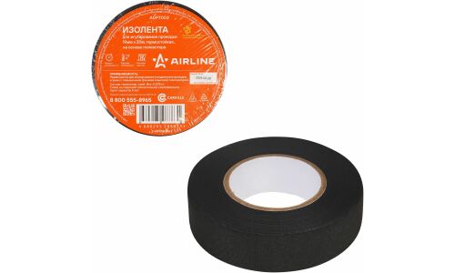 Лента клейкая изоляционная Airline, полиэстер, 19мм x 20м, черная, арт. ADPT003