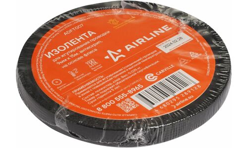 Лента клейкая изоляционная Airline, флисовая, 9мм x 15м, черная, арт. ADFT007