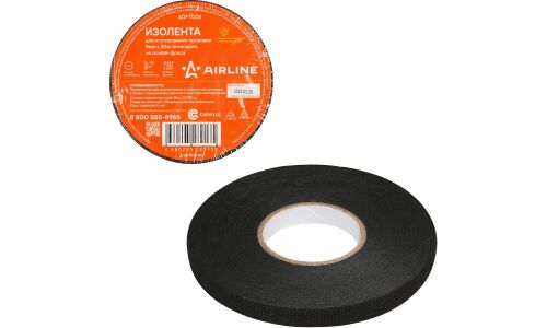 Лента клейкая изоляционная Airline, флисовая, 9мм x 20м, черная, арт. ADFT008