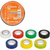 Лента клейкая изоляционная Airline, ПВХ, 19мм x 10м, цвет в ассортименте, 7 рулонов, арт. ADET004