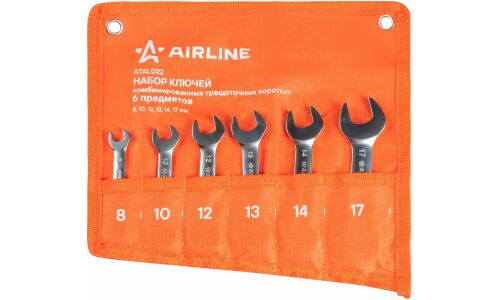 Набор комбинированных ключей Airline PRO, от 8 до 17мм, с трещоткой, 6 предметов, арт. ATAL022