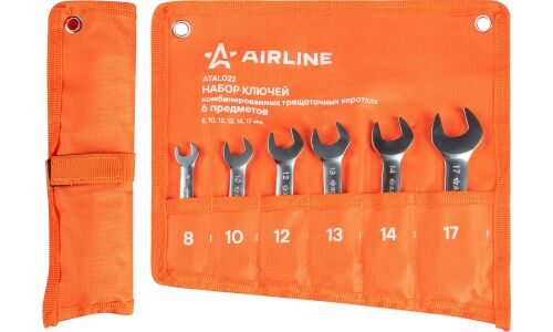 Набор комбинированных ключей Airline PRO, от 8 до 17мм, с трещоткой, 6 предметов, арт. ATAL022