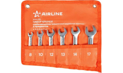 Набор комбинированных ключей Airline PRO, от 8 до 17мм, с трещоткой, шарнирный, 6 предметов, арт. ATAL032