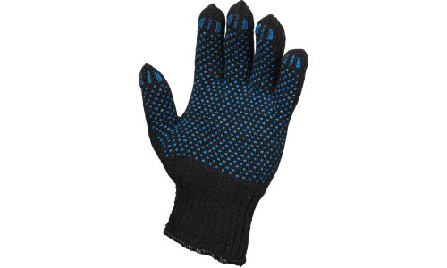 Перчатки хлопчатобумажные Airline, чёрные, с ПВХ покрытием, 7.5 класс вязки, размер XL, 1 пара, арт. ADWG032
