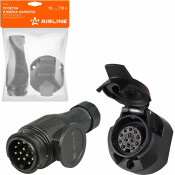 Розетка и вилка фаркопа 12В 13 контактов ЕВРО пластик комплект () AIRLINE, арт. ATE-48