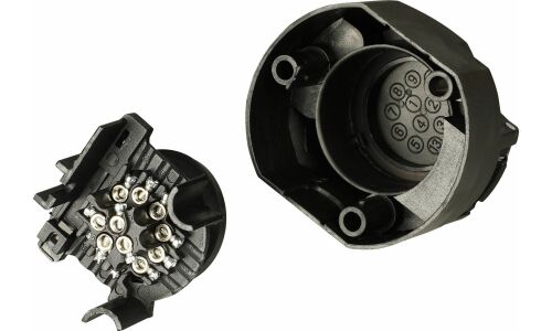 Розетка и вилка фаркопа 12В 13 контактов ЕВРО пластик комплект () AIRLINE, арт. ATE-48