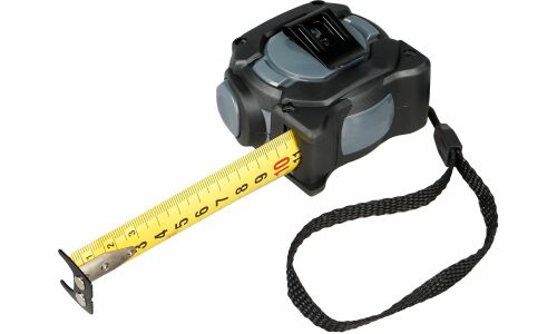 Рулетка в прорезиненном корпусе 5мх25мм PRO, автостоп, дв.магнит.зацеп, нейлон.двуст.шкала AIRLINE, арт. ATBQ020