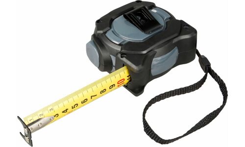 Рулетка в прорезиненном корпусе 7.5мх25мм PRO, автостоп,дв.магнит.зацеп,нейлон.двуст.шкала AIRLINE, арт. ATBQ021