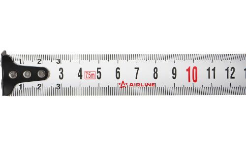 Рулетка в прорезиненном корпусе 7.5мх25мм, автостоп, магнитный зацеп AIRLINE, арт. ATBQ028
