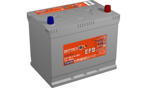 Аккумулятор Batrex Asia S-95/90D26L, 80Ач, CCA 710А, технология EFB, арт. 4610082703063