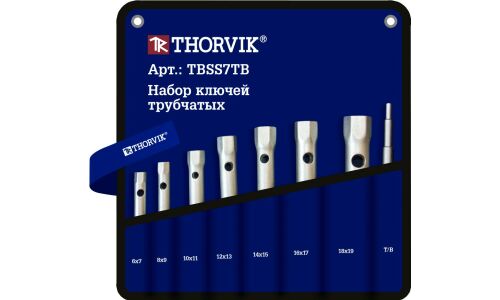 Набор ключей торцевых Thorvik, трубчатый, от 6мм до 19мм, в сумке, комплект 7 предметов, арт. TBSS7TB