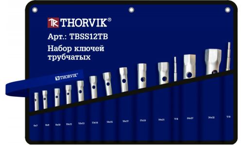 Набор ключей торцевых Thorvik, трубчатые, 6-32мм, 12 предметов, арт. TBSS12TB