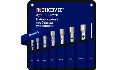 Набор ключей торцевых Thorvik, трубчатый, от 6мм до 19мм, в сумке, комплект 7 предметов, арт. SBSS7TB