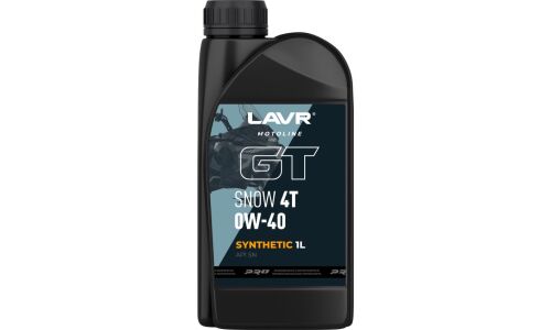 Масло для снегоходов Lavr Motoline GT Snow 4T 0w40, синтетическое, API SN, JASO MA2, 4-тактное, 1л, арт. Ln7767