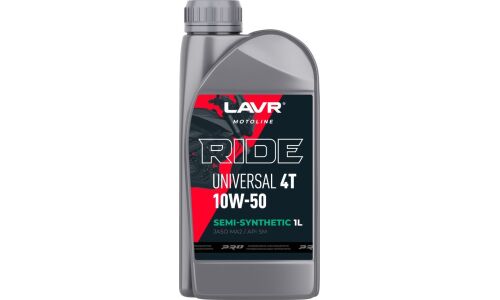 Масло для мотоциклов Lavr Motoline Ride Universal 4T 10w50, полусинтетическое, API SM, JASO MA2, 4-тактное, 1л, арт. Ln7753