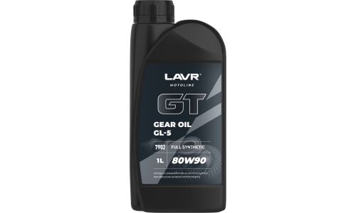 Масло трансмиссионное Lavr Motoline GT Gear Oil 80w90, синтетическое, API GL-5, для дифференциалов, 1л, арт. Ln7902