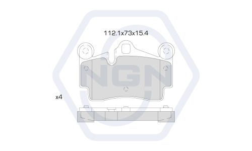 Колодки тормозные дисковые NGN, задние, комплект на ось (4 шт), арт. 3501558