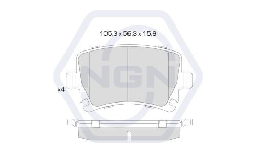 Колодки тормозные дисковые NGN, задние, комплект на ось (4 шт), арт. 3501549