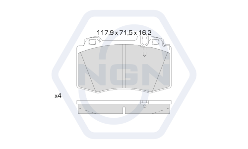 Колодки тормозные дисковые NGN, передние, комплект на ось (4 шт), арт. 3502611