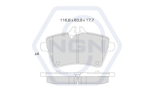 Колодки тормозные дисковые NGN, передние, комплект на ось (4 шт), арт. 3501543